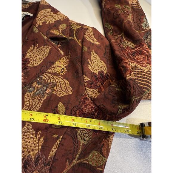 CABI Tapestry Coat Jacket Womens Sz 14 Y2K Jacobean Brocade Burgundy Floral #749 - Picture 8 of 12